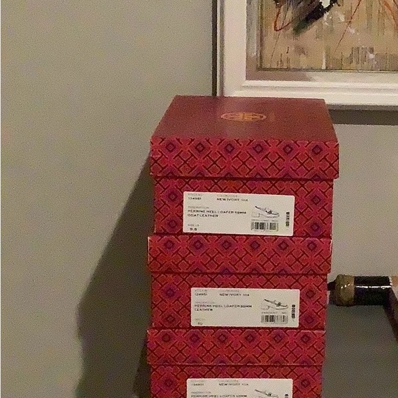 Tory Burch Ivory Leather Perrine Heeled Loafer Size 9 1/2 - Picture 9 of 9